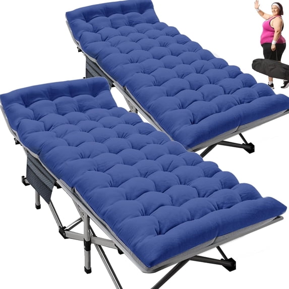 Slsy 2 Pack Folding Bed Cot with 3.3 Inch 2 Sided Mattress, 75"* 28" Folding Camping Cots with Carry Bag, Portable Sleeping Cot Guest Bed