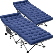 Slsy XL 2 Pack Folding Bed Cot with 3.3 Inch 2 Sided Mattress, 900lb Loading Double-Layer 1200D Folding Camping Cots with Carry Bag, Portable Sleeping Cot Guest Bed