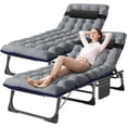 thumbnail image 1 of Slsy 2-Pack Folding Camping Cot with 2 Sided Mattress & Pillow, Adjustable 5-Position Folding Lounge Chair, Portable Sleeping Cots Bed, 1 of 15