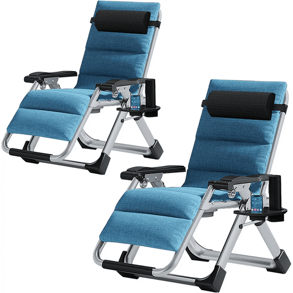 Slsy 2 Pack Zero Gravity Chair, Adjustable Reclining Lounge Chair with Removable Cushion, Headrest, Cup Holder for Indoor Outdoor, Supports Over 440lbs