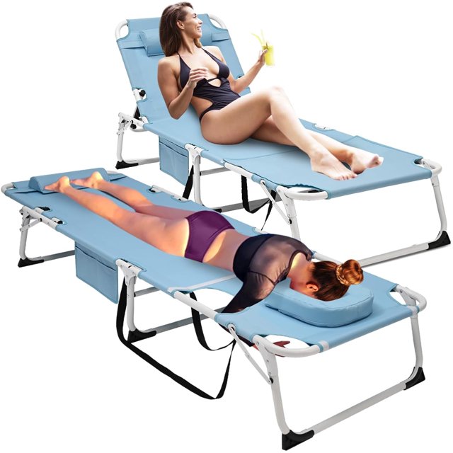 Slsy 2 Packs Face Down Tanning Chair with Face Arm Hole, 5Position