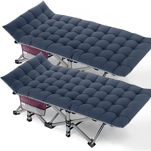 Slsy 2 Packs Folding Camping Cots with 2 Sided Mattress, Heavy Duty Wide Sleeping Cots, Folding Cots with Carry Bag