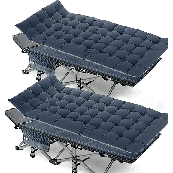 Slsy 2 Packs Folding Camping Cots with 2 Sided Mattress, Heavy Duty Wide Sleeping Cots, Folding Cots with Carry Bag