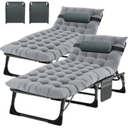 Slsy 2 Packs Folding Chaise Lounge Chair 5-Position, Folding Cot, Heavy Duty Patio Chaise Lounges for Outside, Poolside, Beach, Lawn, Camping
