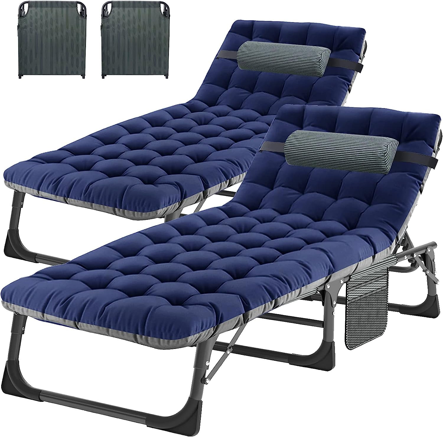 Slsy 2 Packs Folding Chaise Lounge Chair 5Position, Folding Cot, Heavy