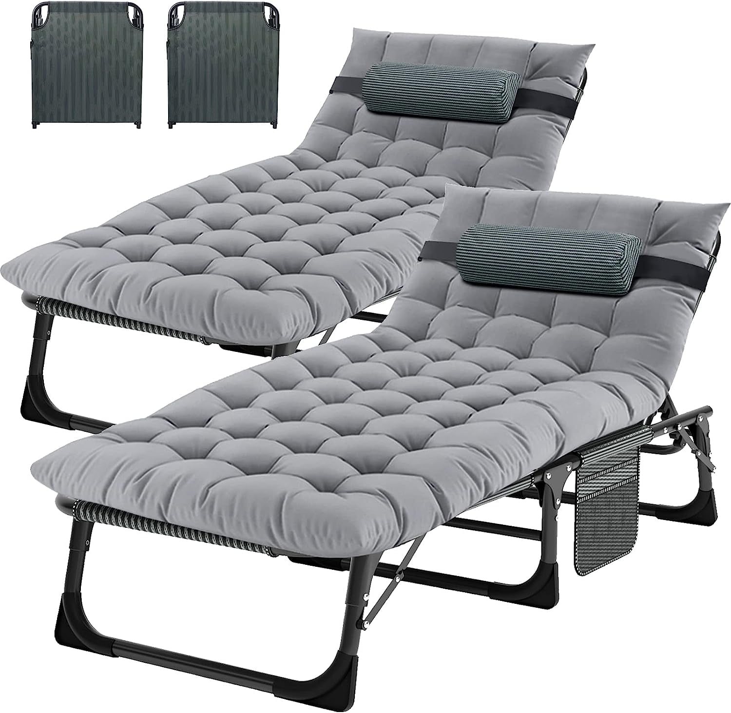 Slsy 2 Packs Folding Chaise Lounge Chair 5Position, Folding Cot, Heavy
