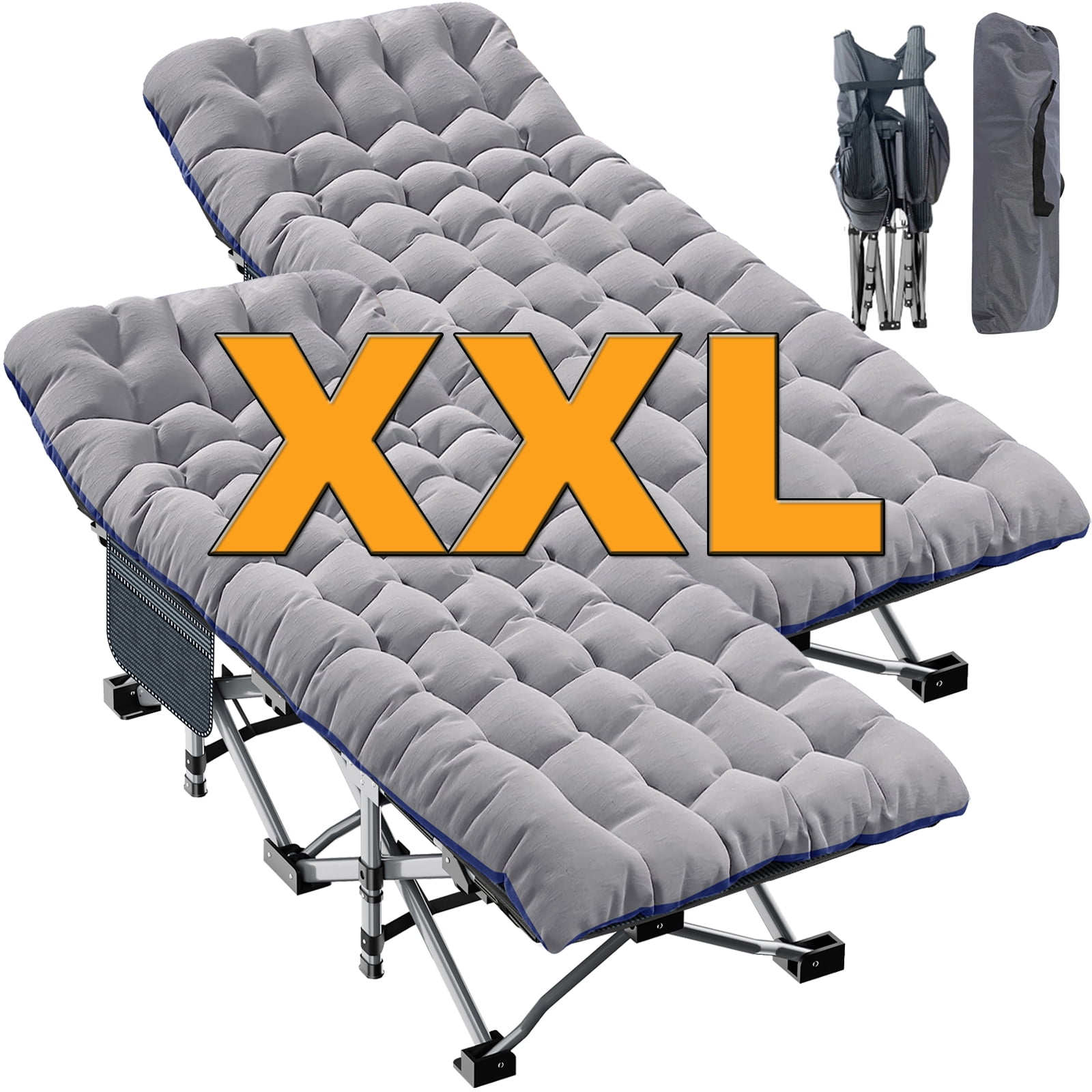 Lit De Camping Pliant Adulte - Alu, Oxford Bleu, Matelas Inclus, 136 Kg