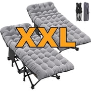 Slsy 2 Packs Oversized XXL Folding Camping Cot with 2-Sided Mattress, 32 Wide XXL Portable Folding Cots for Adults, Folding Cot Bed for Sleeping, Supports 900 lbs