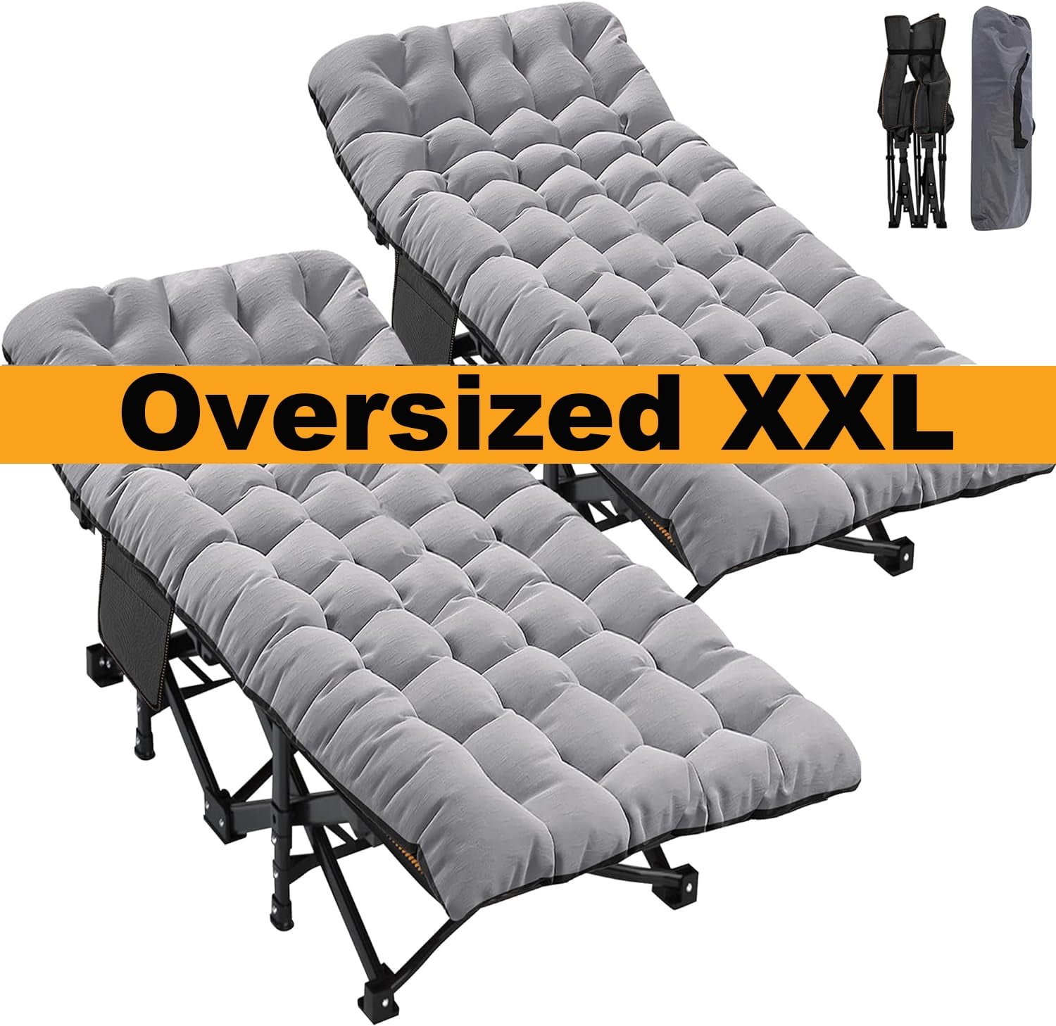 Slsy 2 Packs Oversized XXL Folding Camping Cot with 2Sided Mattress