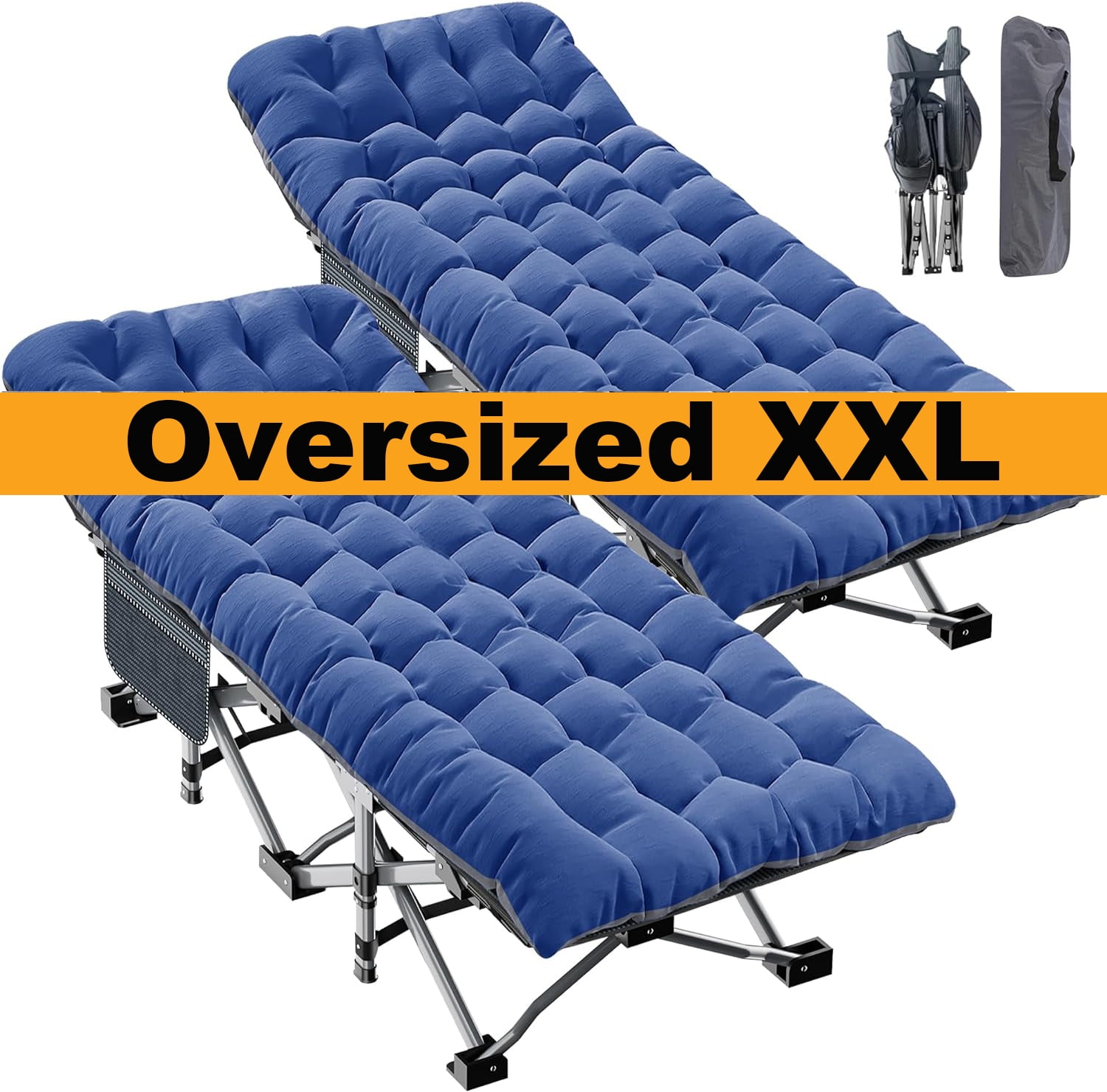 Slsy 2 Packs Oversized XXL Folding Camping Cot with 2Sided Mattress