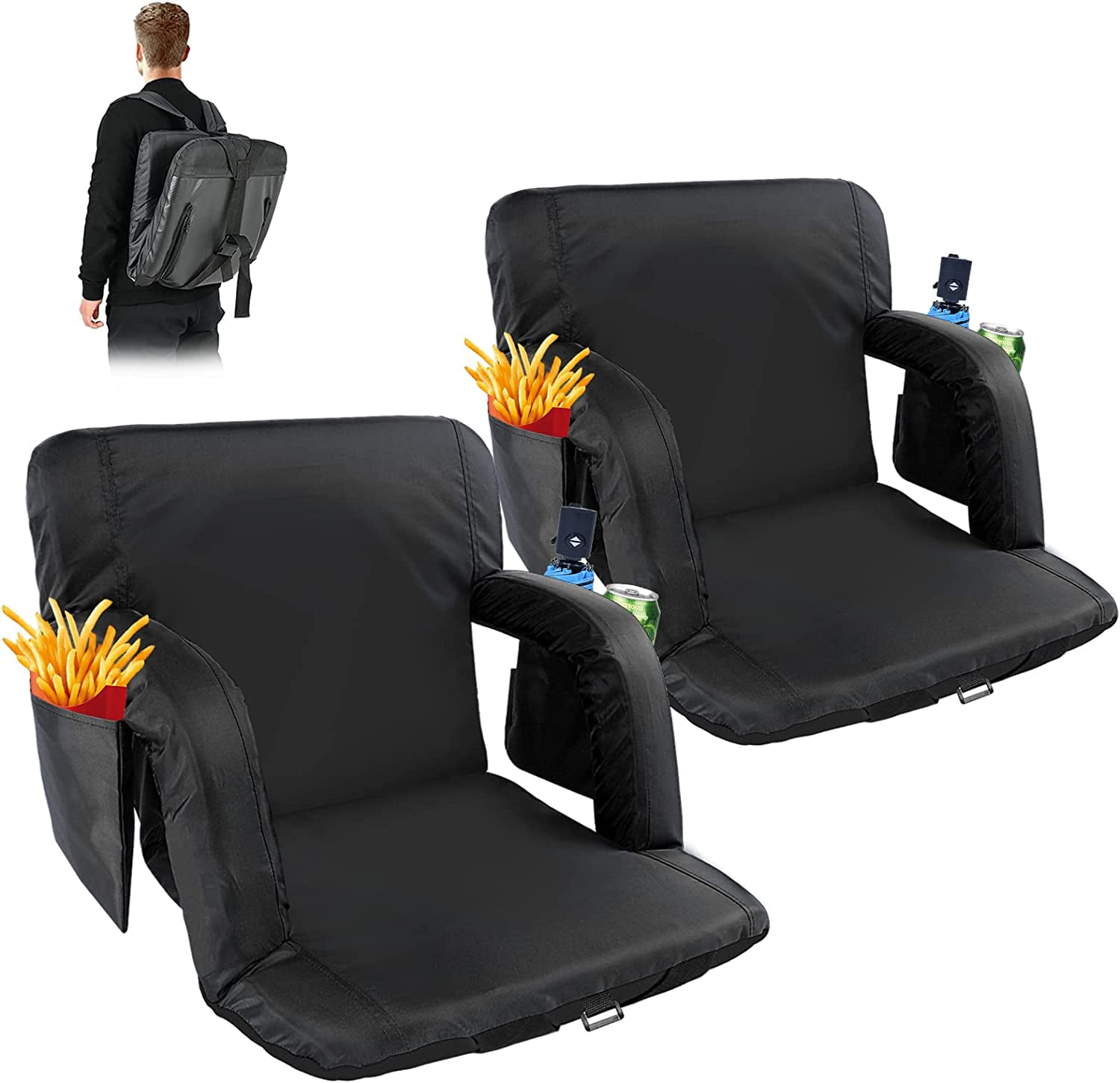 Slsy 21" Wide Folding Stadium Seats for Bleachers with Back Support