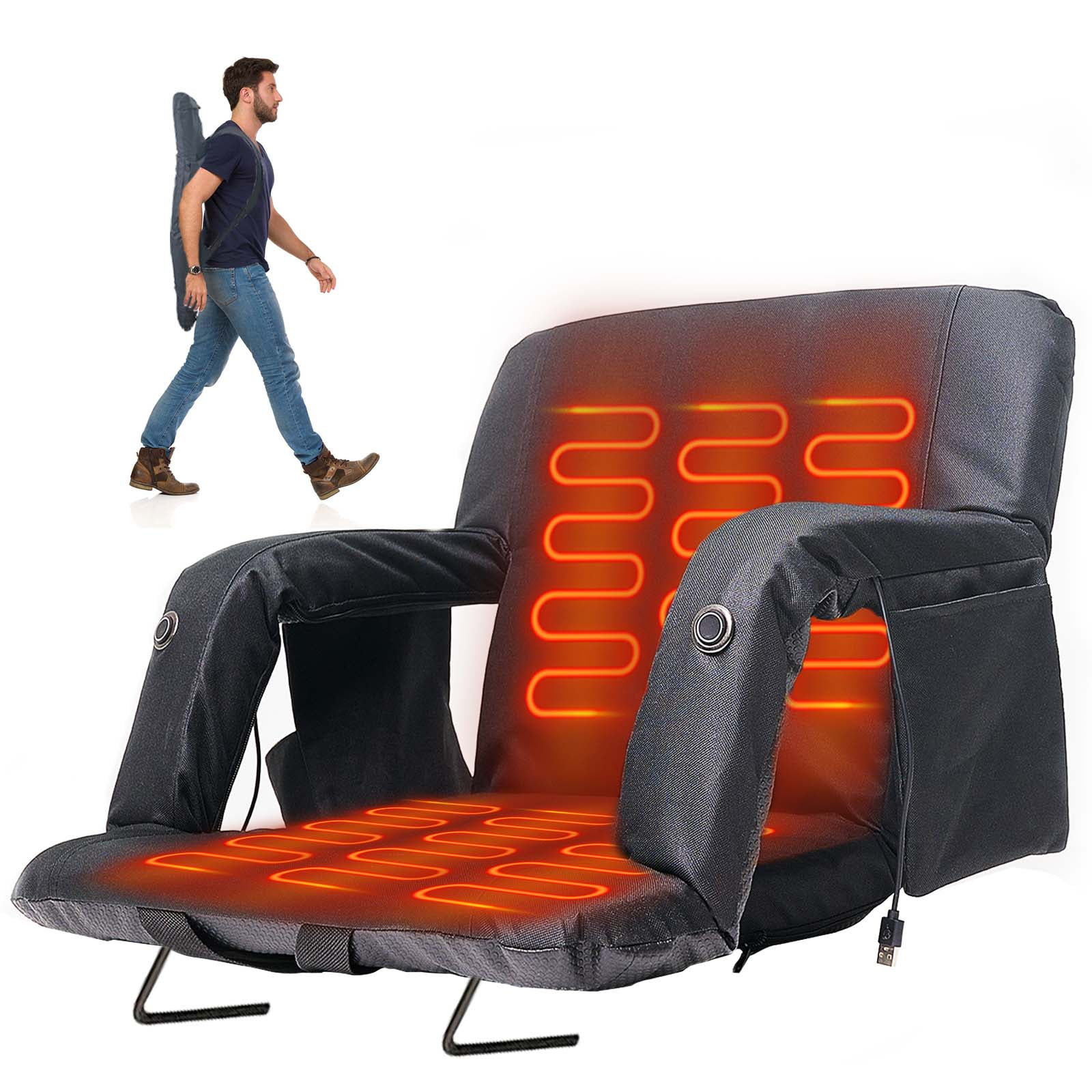 Slsy 21" Heated Stadium Seats for Bleachers with Back Support Wide