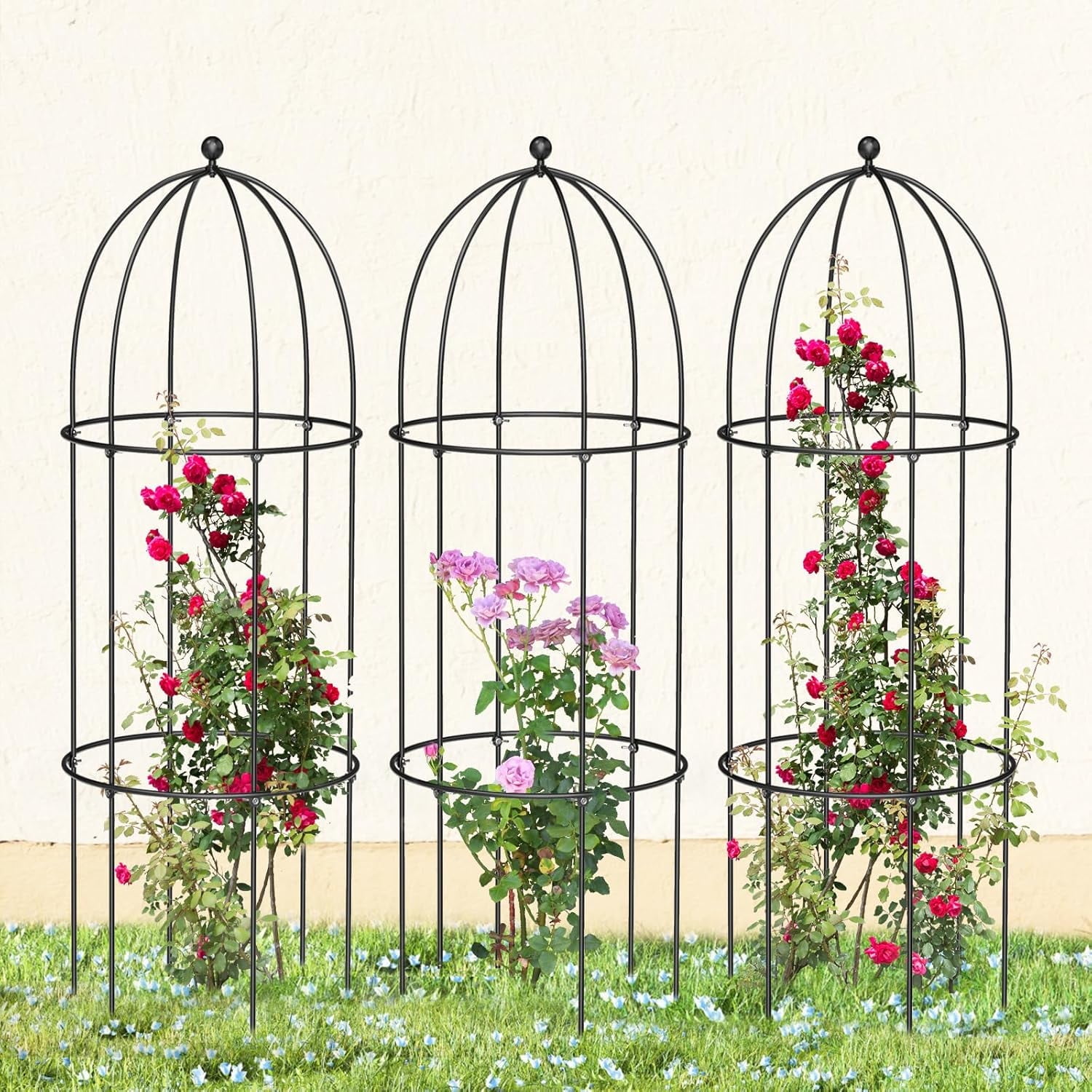 Slsy 3 Pack Garden Obelisk Trellis for Climbing Plants, 47.2"H Large ...