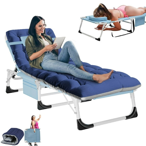 Slsy 3in1 Face Down Tanning Chair, Folding Lounger Chair with Face Arm Hole, Adjustable 5-Position, Removable Cushion & Pillow, Outside Sunbathing Lounge Chair for Patio, Poolside, Lawn, Beach