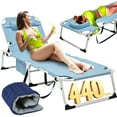 thumbnail image 1 of Slsy 3in1 Sun Tanning Chair with Mattress, Heavy Duty Summer Lounger Chair with Face Arm Hole, Adjustable, Removable Pillow & Carry Handle, Sunbathing Chair for Patio, Poolside, Lawn, Beach, 1 of 18