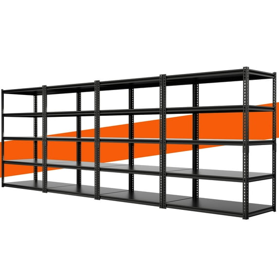 Slsy 4 Pack 72"H x 36"W x 18"D Garage Shelving, Heavy Duty Steel Shelving Storage Rack Shelves, 5 Tier Steel Shelf Rack Shelf Unit, 2000LB Capacity