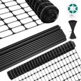 thumbnail image 1 of Slsy Temporary Fence Plastic Fence, Garden Fence, Plastic Safety Fence Roll with 50-Pack 4 FT Stakes, 40 Inches X 164 Feet Green Plastic Garden Netting for Deer Chicken Dog Yard, 1 of 11