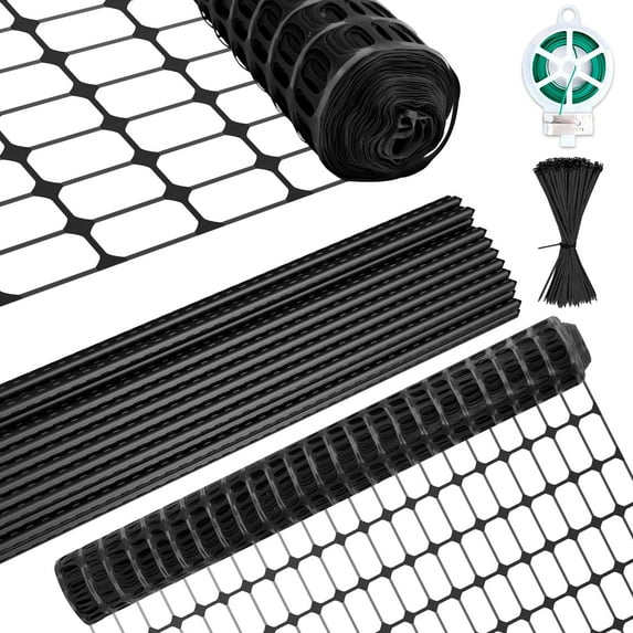 Slsy Temporary Fence Plastic Fence, Garden Fence, Plastic Safety Fence Roll with 50-Pack 4 FT Stakes, 40 Inches X 164 Feet Green Plastic Garden Netting for Deer Chicken Dog Yard