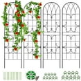 thumbnail image 1 of Slsy 4 Pack Metal Garden Trellis for Cllimbing Plants Outdoor, Flowers Tomato Cucumber Rose Vines Vegetable, Metal Coated Rustproof Garden Trellis for Patio, 60" x 16", 1 of 9