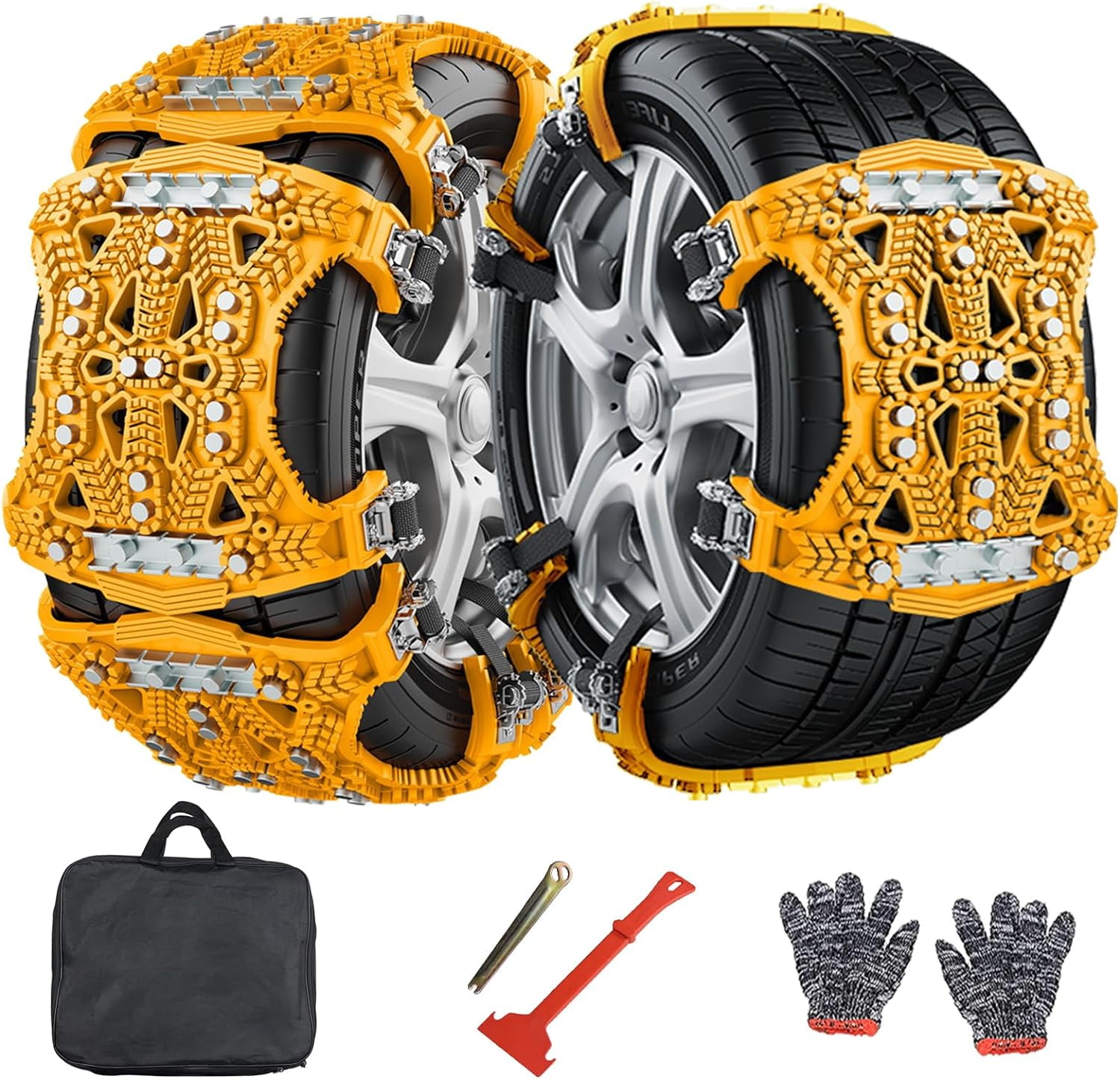 Slsy 6 Pack Snow Chains, Emergency Anti Slip Tire Chains, TPU Snow