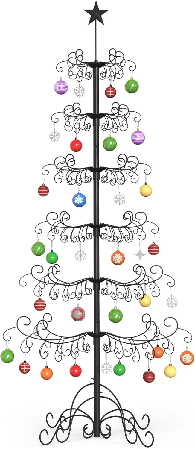 Slsy 7-foot metal ornament display rack black, Wrought iron Christmas ...