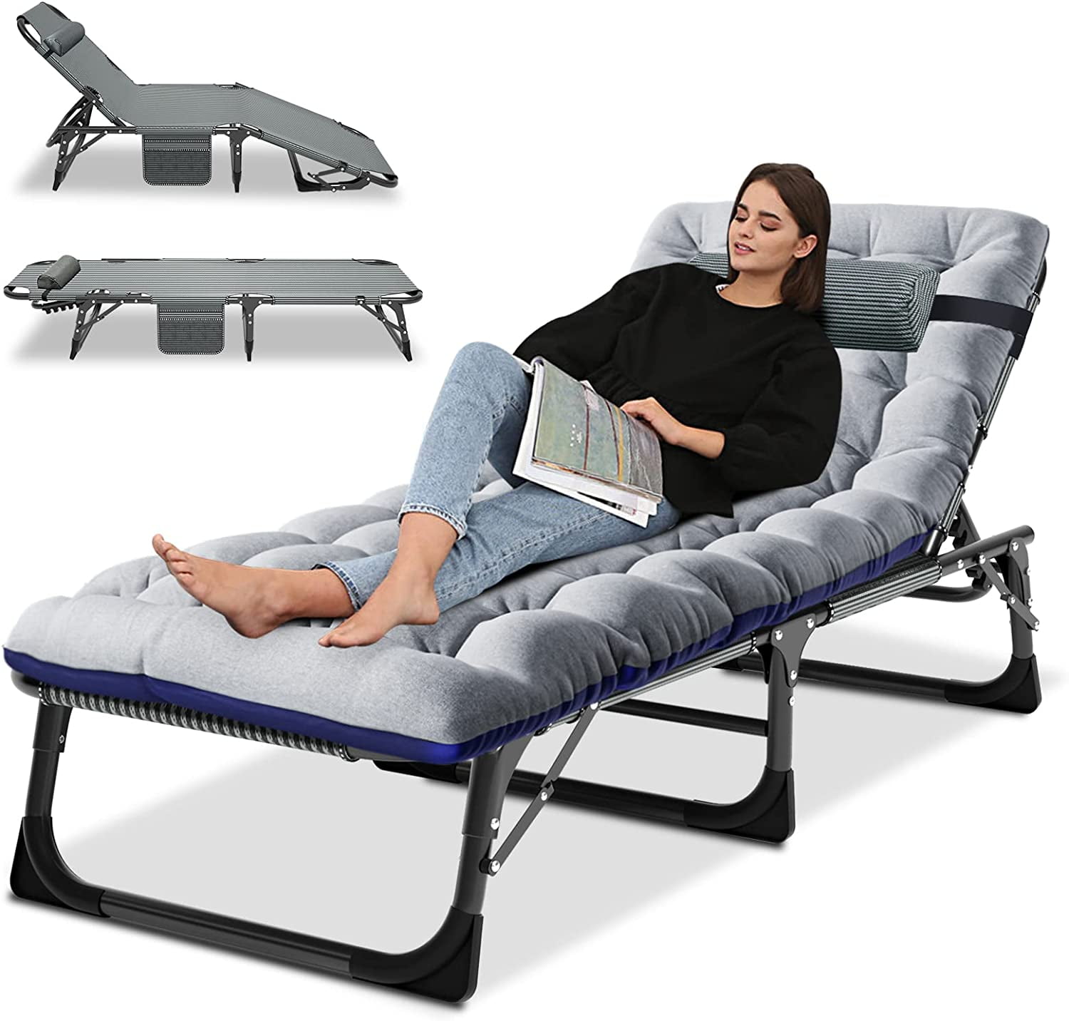 Slsy 75"* 28" Folding Camping Cot with 2Sided Mattress, Portable