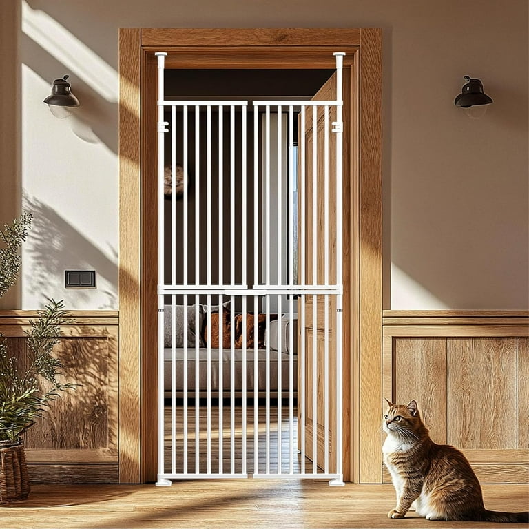 Slsy 75 Inch Extra Tall Cat Pet Gate, Adjustable Wide