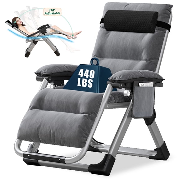 Slsy Adjustable Zero-Gravity Chair with Removable Cushion Armrest Mat Cup Holder Headrest