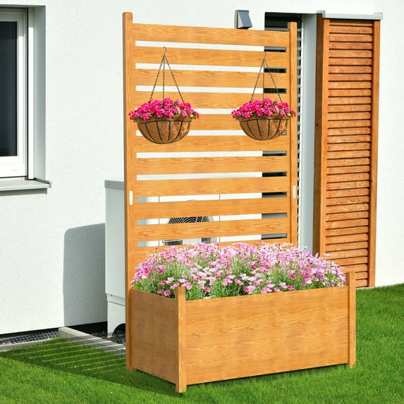 Slsy Air Conditioner Fence with Planter Box, 1-Panel Pool Equipment Enclosure, 41" W x 73" H Privacy Screens Fence Panels, Wood Trash Can Fence Privacy Fence Panel for Outside