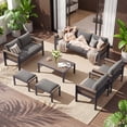 thumbnail image 1 of Slsy Aluminum Patio Furniture Set,3-Seat Sofa with 2 Single Sofas, 2 Ottomans,Loveseat and Coffee Table,Metal Modular Sofa with Thickened Cushions for Porch Balcony Deck Yard Poolside, 1 of 12