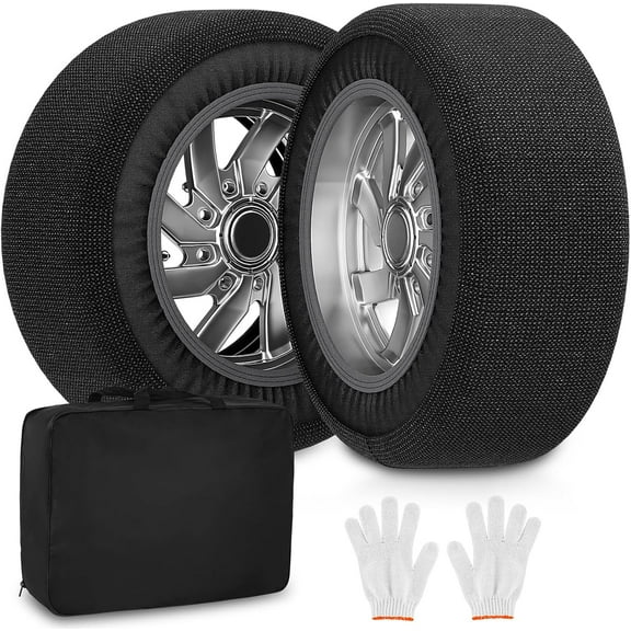Slsy Automotive Snow Socks for Tires, Antiskid Tire Socks for Winter Emergency, Enhanced Traction Device for Cars SUVs Trucks, Alternative to Snow Chains, Durable Emergency Winter Accessory