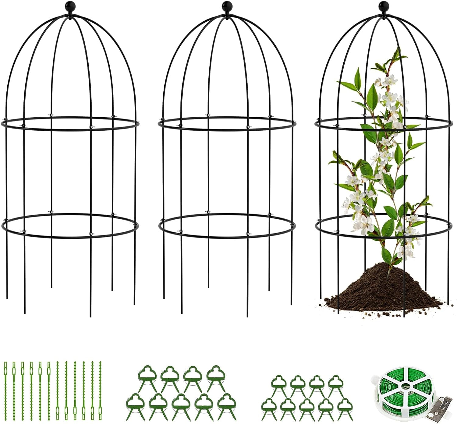 Slsy Bird Cage Plant Support, Large Sturdy GrowThrough Steel Flower