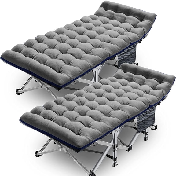 Slsy Cot, 2 Pack Folding Camping Cots for Adults, Sleeping Cots Rollaway Guest Bed with 2-Sided Pearl Cotton Mattress & Carry Bag