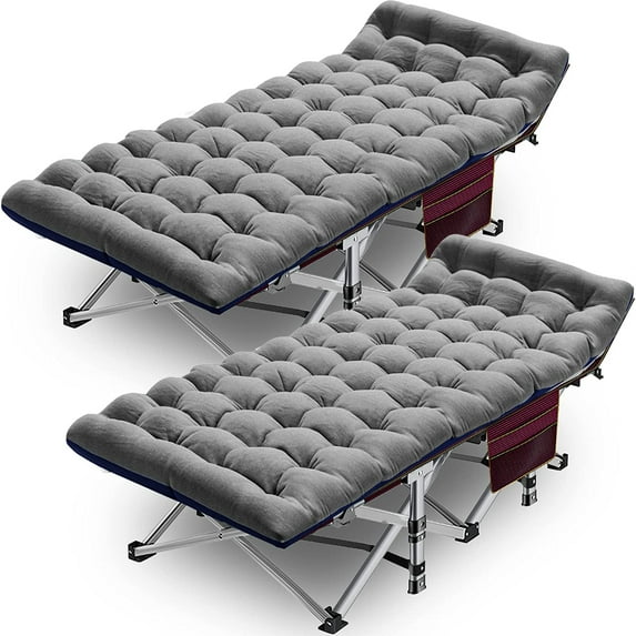 Slsy Cot, 2 Pack Folding Camping Cots for Adults, Sleeping Cots Rollaway Guest Bed with 2-Sided Pearl Cotton Mattress & Carry Bag