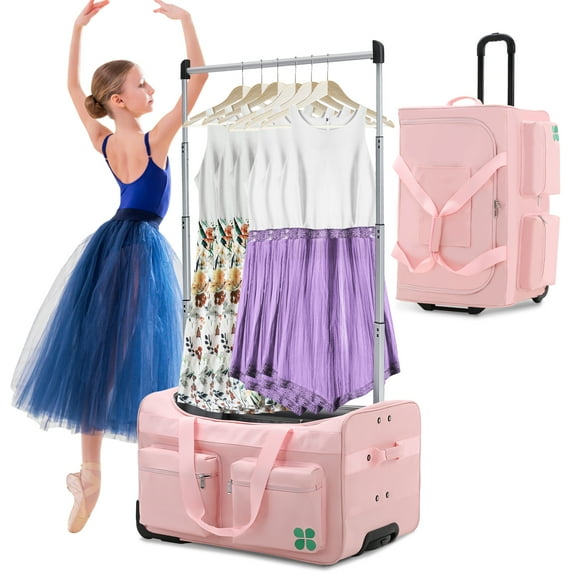 Slsy Dance Bag With Garment Rack, 28" Dance Costumes Rolling Garment Bags with Wheels for Competition, Shows, Performances, Travel