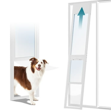 Slsy Dog Door for Sliding Glass Door, Adjustable Height 74.8''-80.7'' Doggy Door for Sliding Door, Insert Patio Pet Door with Lock for Renters and Apartments