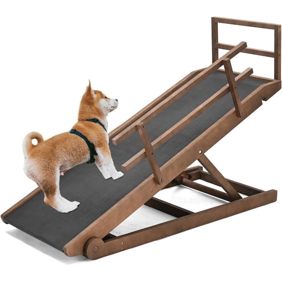 Slsy Dog Ramp with Side Rails, 5 Level Adjustable 15.7'' to 23.6'', Folding Pet Ramp for Middle Bed, Couch,SUV, for Small & Large Old Dogs & Cats,Supports up to 200 lbs, 45.2" Long