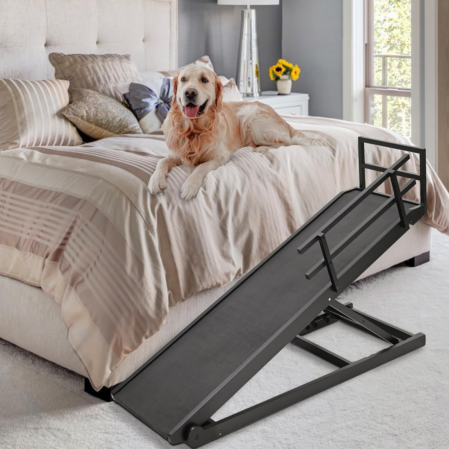 Dog ramp top with side rails
