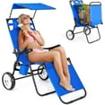 thumbnail image 1 of Slsy Beach Chair with Canopy Shade, Folding Beach Cart Chair w/Wheels, Outdoor Recliner Patio Lounge Chairs for Camp, Tailgates, Fishing - Support 400 LBS, 1 of 13