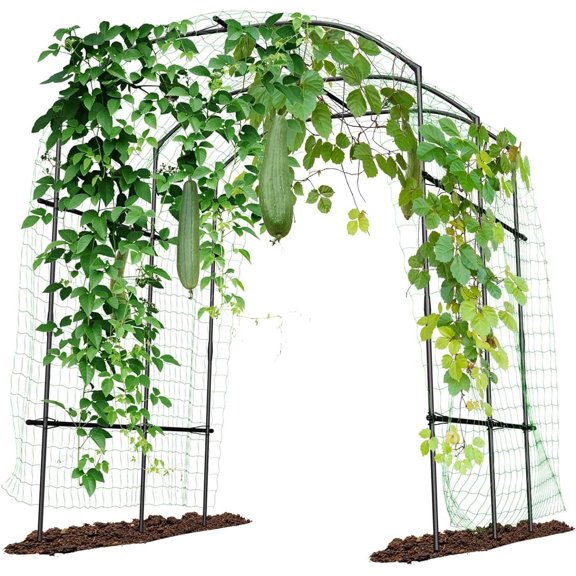 Slsy Extra Tall Garden Arch Trellis for Climbing Plants Outdoor, 87" H Metal Arbor Plant Support Trellis Archway for Climbing Vine Vegetable/Fruit/Flower Yard Lawn Garden
