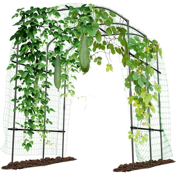 Slsy Extra Tall Garden Arch Trellis for Climbing Plants Outdoor, 87" H Metal Arbor Plant Support Trellis Archway for Climbing Vine Vegetable/Fruit/Flower Yard Lawn Garden