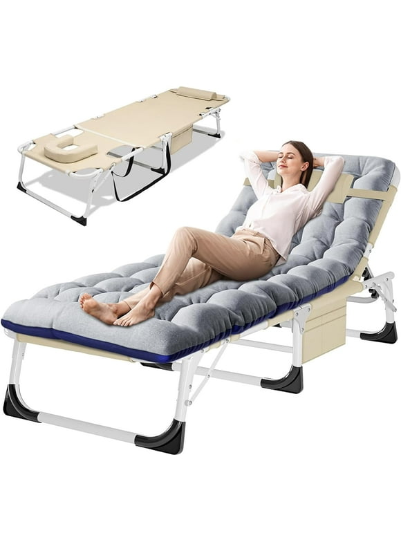 Slsy Face Down Tanning Chair with Face Arm Hole, 5-Position Adjustable Folding Lounge Chair, Folding Sleeping Bed Cot, Folding Chaise Lounge Chair for Pool Beach Patio Sunbathing