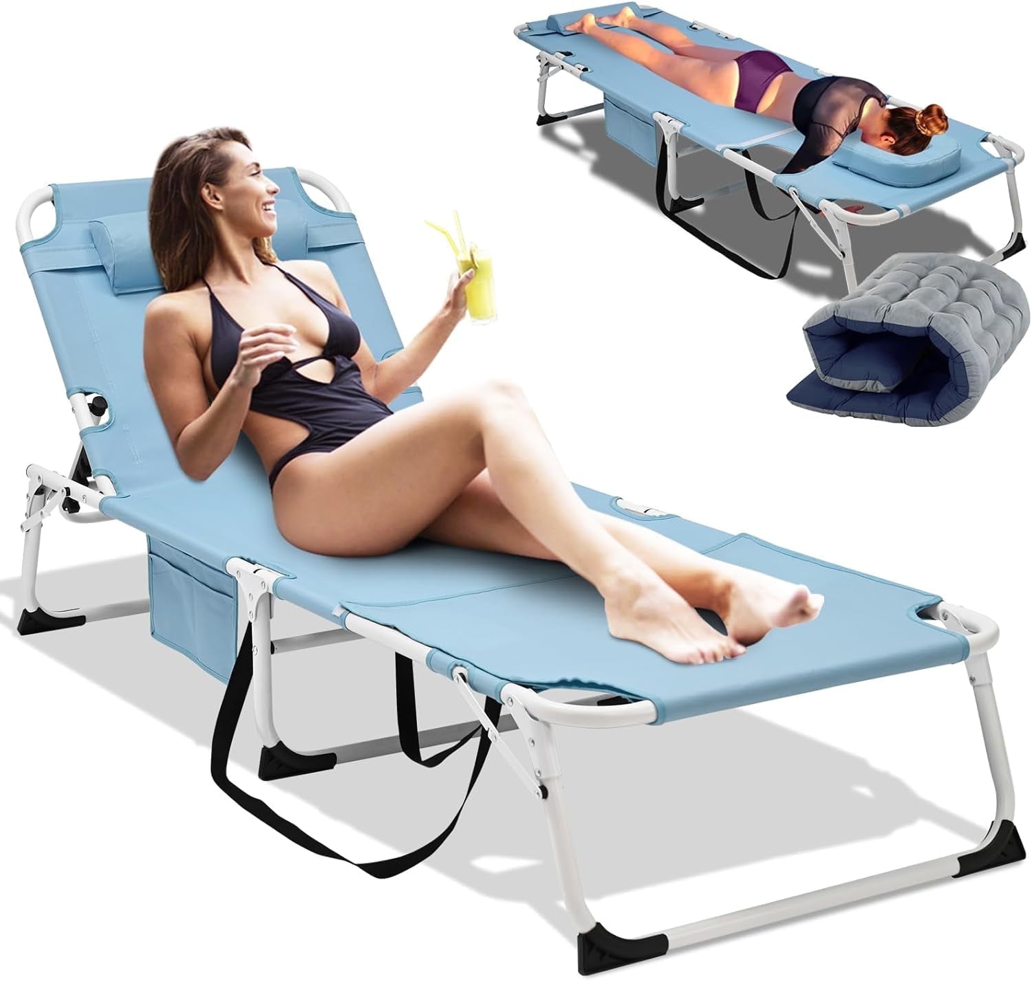 Slsy Face Down Tanning Chair with Face Arm Hole, Folding Beach Chair