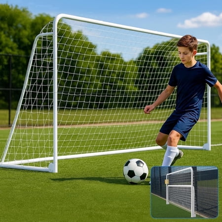 Slsy Foldable Soccer Goal - 10x6FT Soccer Goals for Backyard - Foldable Steel Soccer Goal with Training Target & 6 Cones for Teens/Adults Practice Training