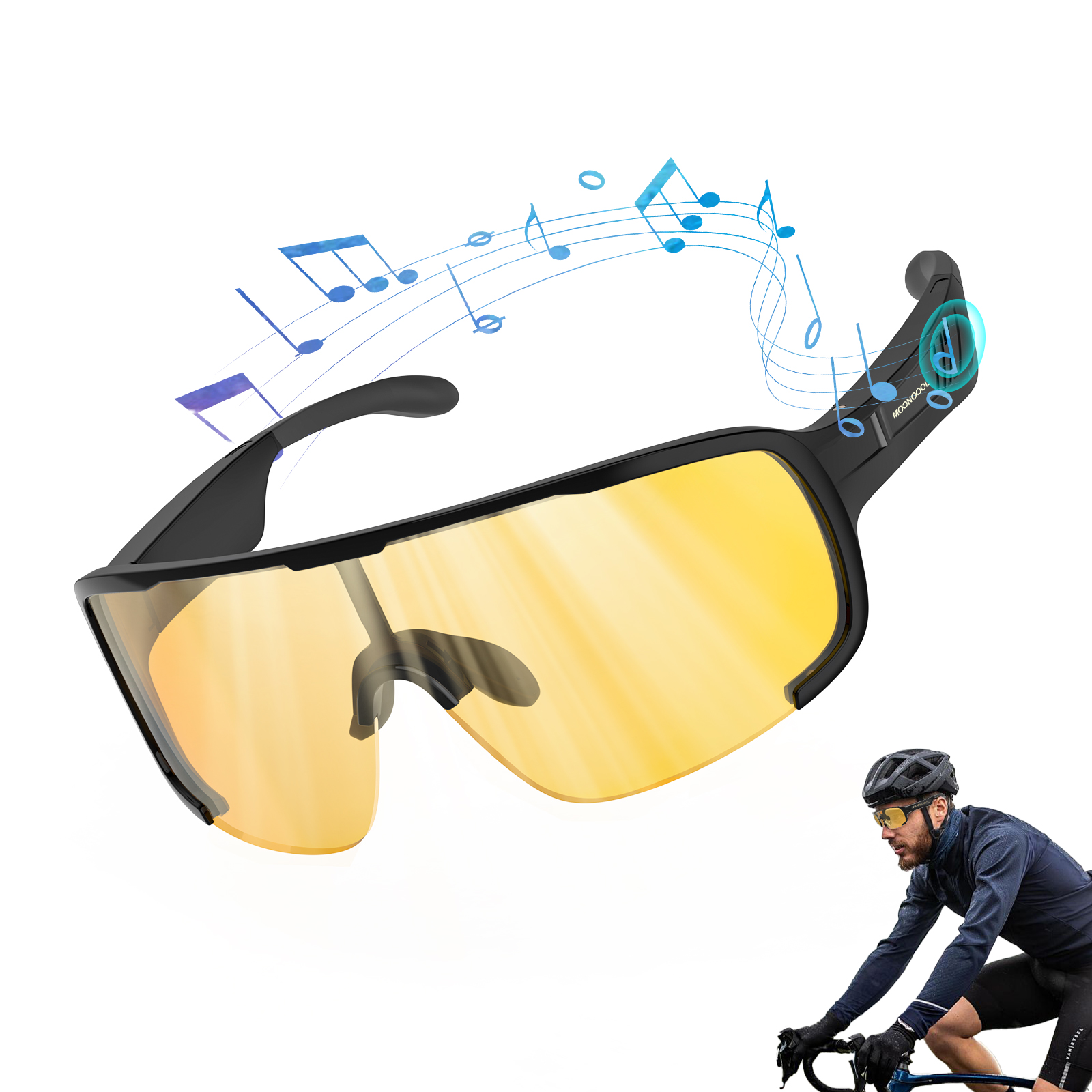 MOONCOOL Smart Glasses,Polarized Sunglasses with Bluetooth 5.3, Built-in Mic & Speakers, Athletic/Outdoor UV400 Protection Audio Sun Glass, Unisex