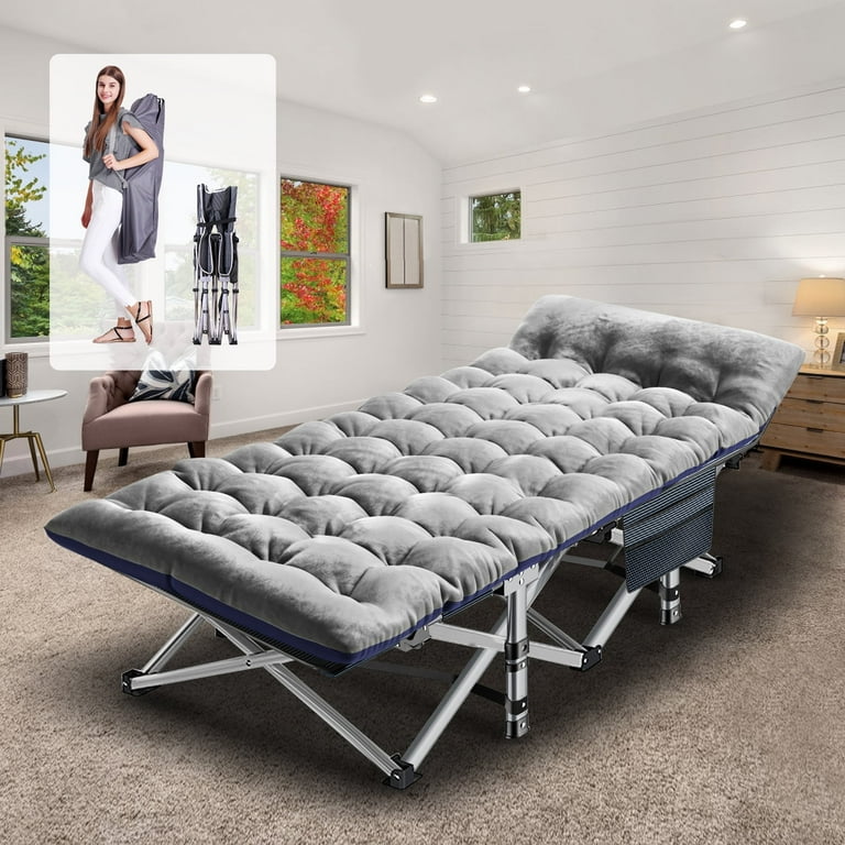 Slsy XL Folding Bed Cot with 3.3 Inch 2 Sided Mattress 75 28 Sleeping Cot Guest Bed Folding Camping Cots with Carry Bag Walmart