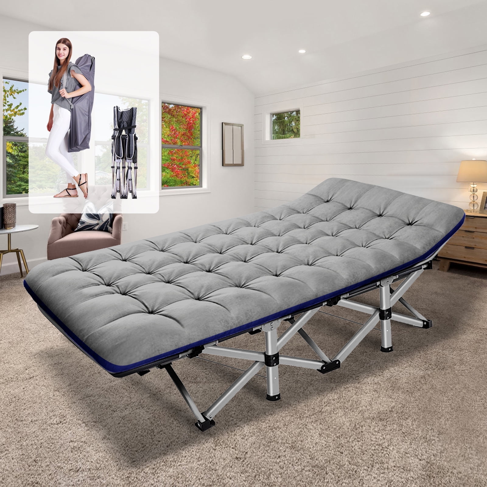 Folding camp bed with mattress online