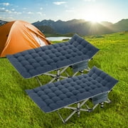 Slsy Folding Camp Cot With Mattress, 2 Packs Heavy Duty Adult & Kids Sleeping Cots w/ Carry Bag and Mattress for Hiking, Camping