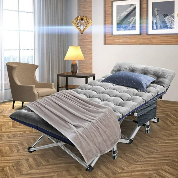 Slsy Folding Camp Cot with Mattress for Adults 800lbs, Double Layer Oxford Strong Heavy Duty 28" Extra Wide Sleeping Cots Guest Beds with Carry Bag