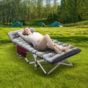 Slsy Folding Camping Cot, Portable Folding Cots for Adults, Heavy Duty Outdoor Sleeping Cot Bed with 2 Sided Mattress & Carry Bag